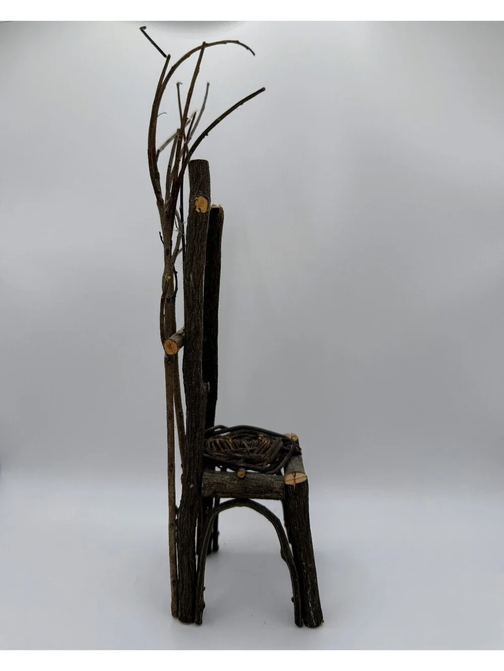 1:6 Scale Rustic Twig Chair Handmade Woodland Fairy Doll Furniture Vine Seat
